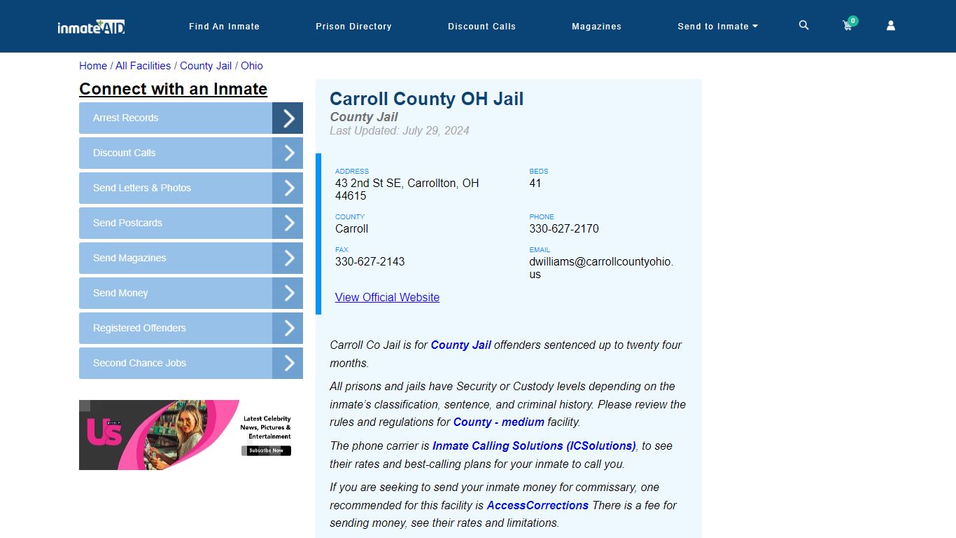 Carroll County OH Jail - Inmate Locator